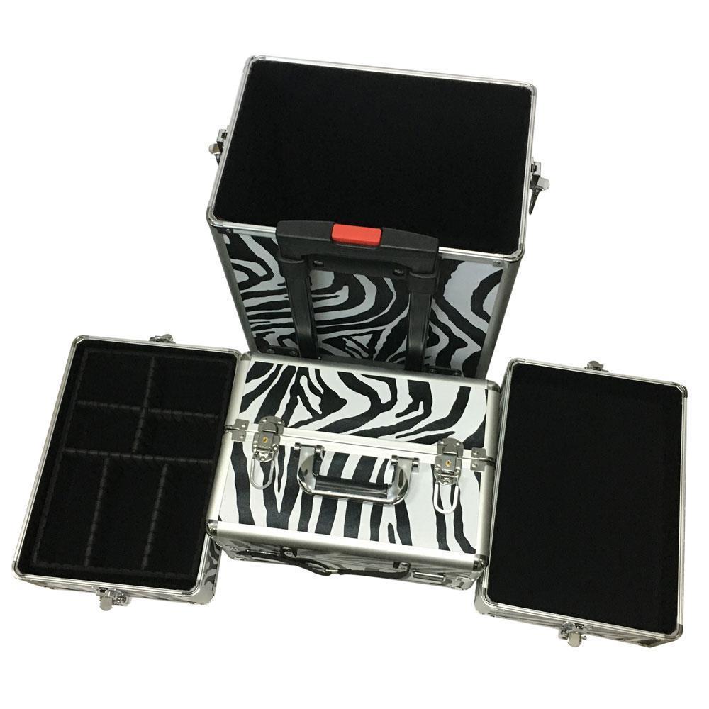 Pro 4-in-1 Aluminum Rolling Makeup Case with Large Storage Space