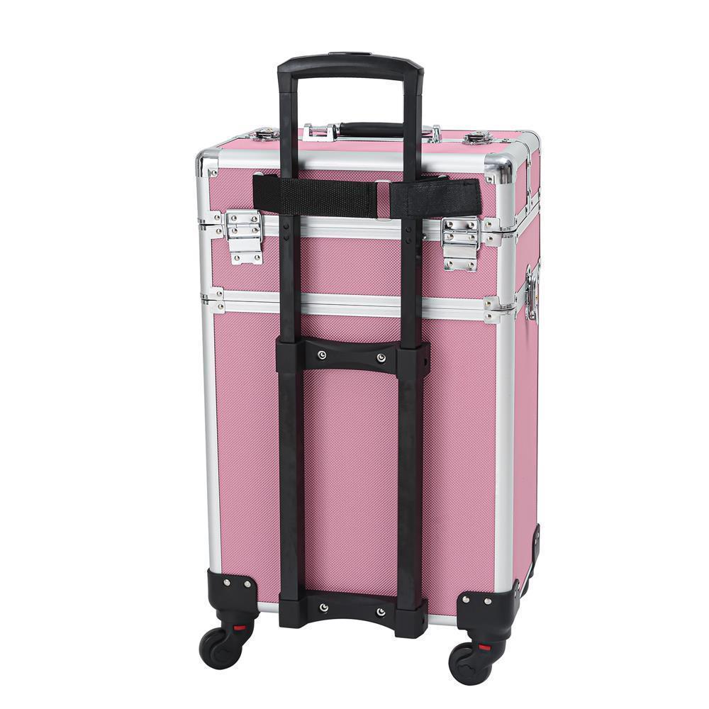 Pro 4-in-1 Aluminum Rolling Makeup Case with Large Storage Space