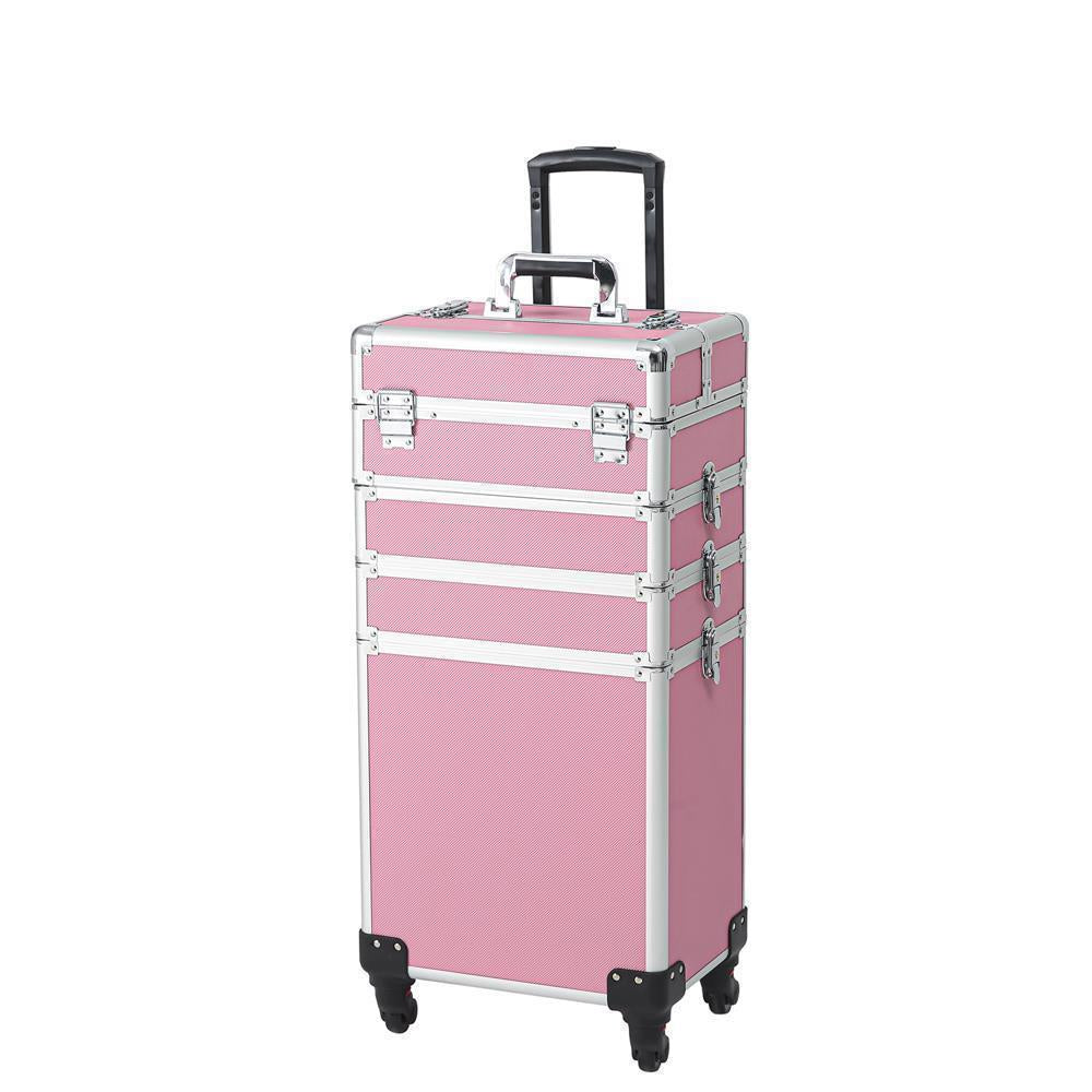 Pro 4-in-1 Aluminum Rolling Makeup Case with Large Storage Space