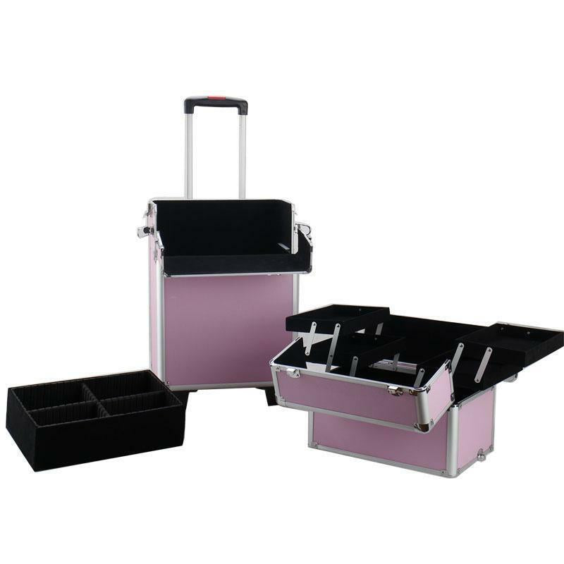 Aluminum Rolling Makeup & Jewelry Organizer Trolley with Handle - Salon & Travel