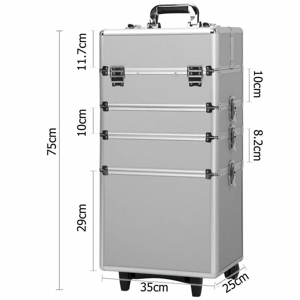 Aluminum Rolling Makeup & Jewelry Organizer Trolley with Handle - Salon & Travel