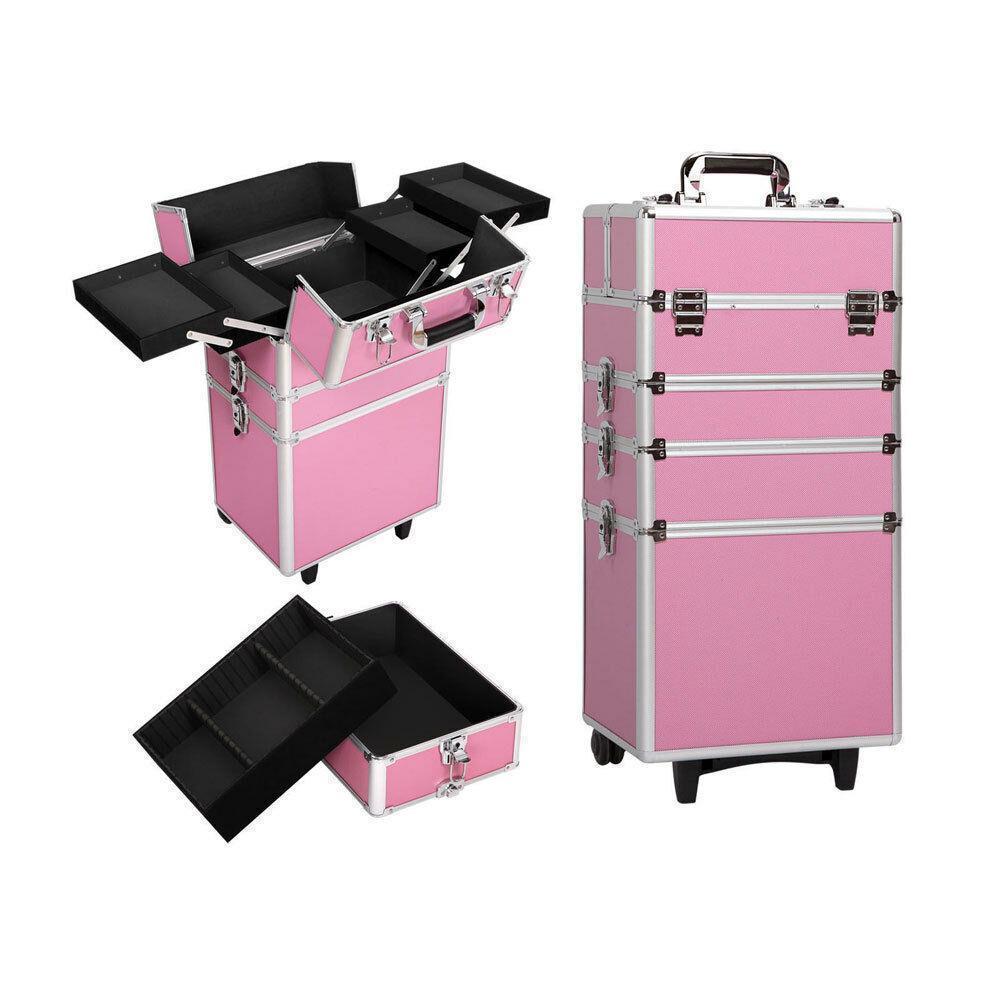 Aluminum Rolling Makeup & Jewelry Organizer Trolley with Handle - Salon & Travel